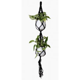 Macramé 2 macetas negro (para maceta 13 cm Ø)